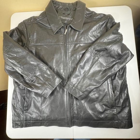 Claiborne Other - Vintage Lambskin Leather Jacket Mens 2XL Black Full Zip Minimalist
